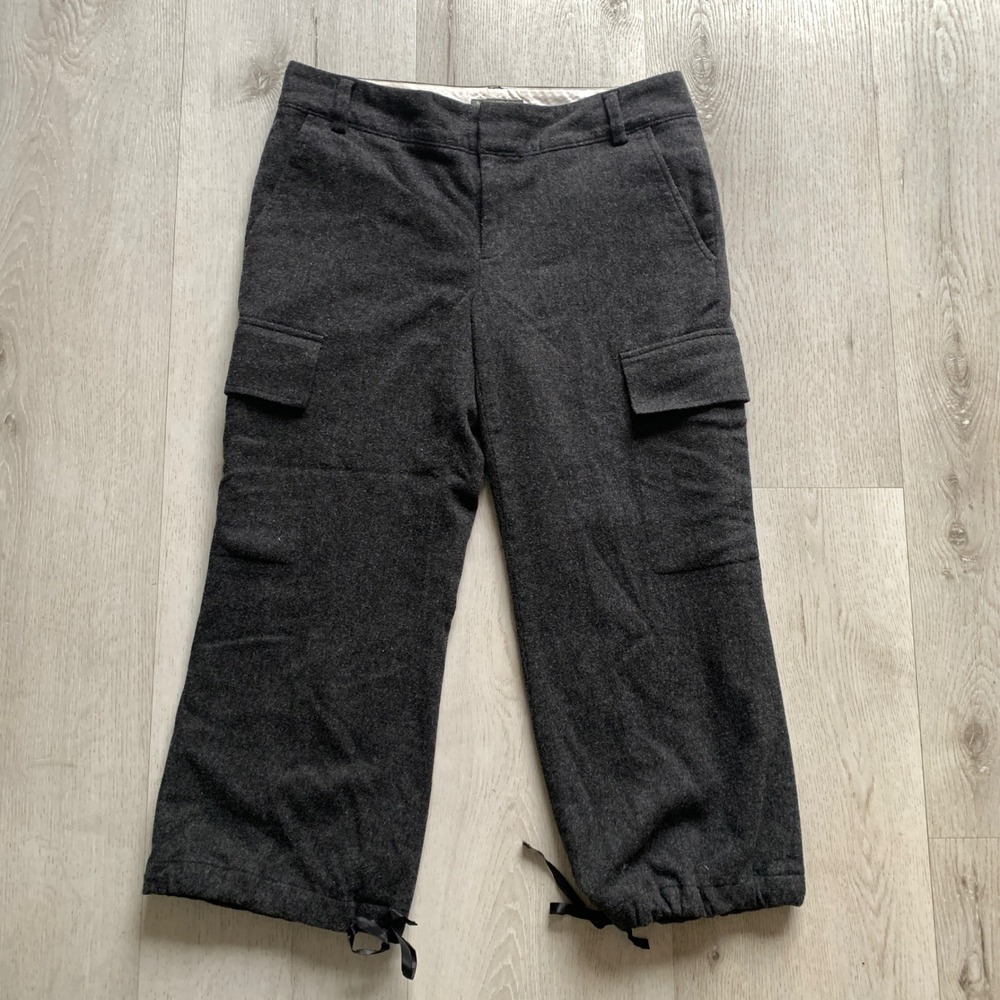 Vintage Y2K‎ Banana Republic Martin Fit Cropped Wool Cargo Pants Size 6 Gray